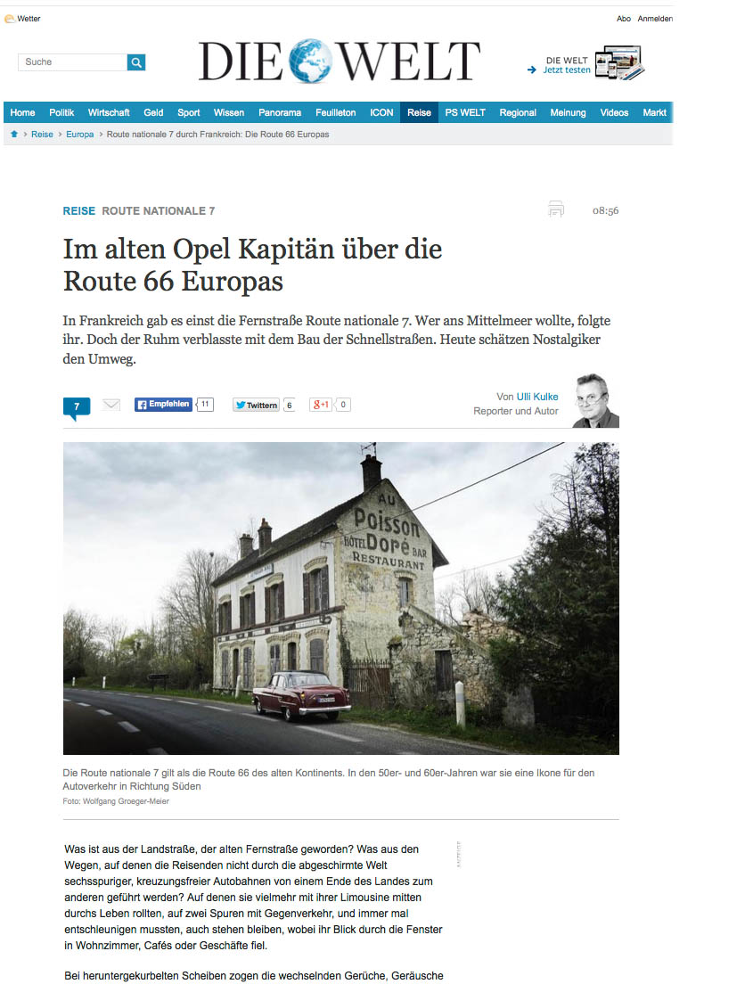 Nationale 7, Welt am Sonntag, Route Nationale 7, Opel Kapitn, Frankreich